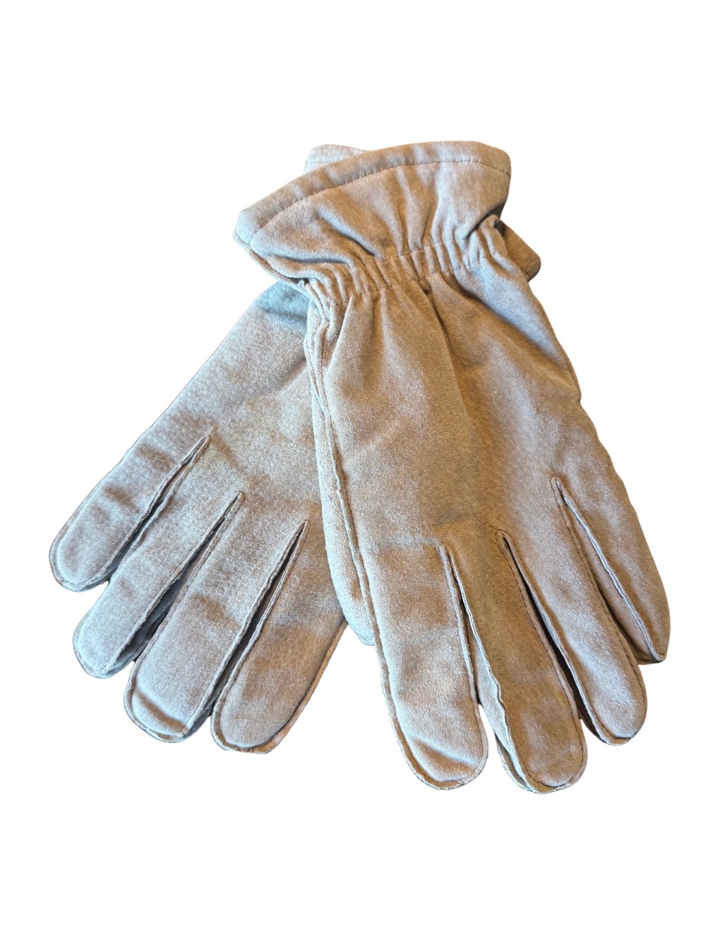 Isotoner Genuine Pig Suede Leather Thinsulate Gloves Beige Tan Size M